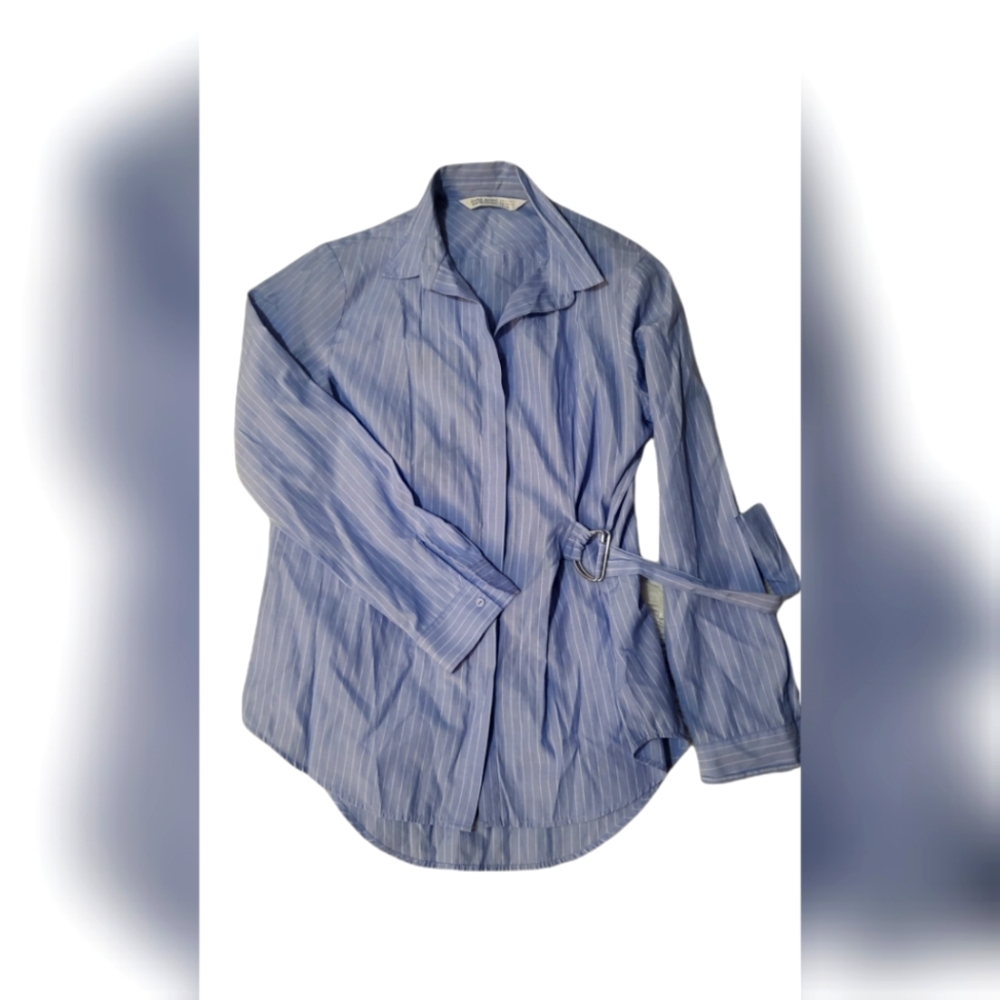 Zara Blue stripe long sleeve with buttons